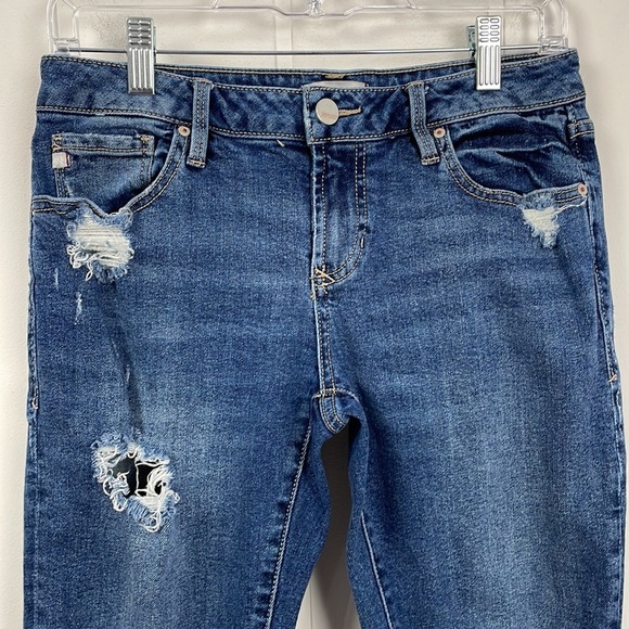 Dear John Liam Straight Mid Rise Cropped Jean Women's 27 Holes Distressing - Picture 4 of 16